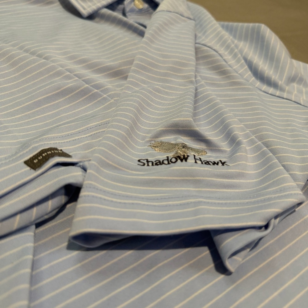 Dunning Golf Men Shadow Hawk Stripe Active Performance Polo Shirt Blue-L-6636